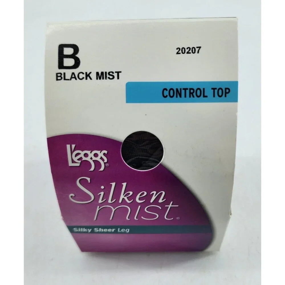 L'eggs Silken Mist Silky Sheer Leg Control Top Pantyhose 20207 Black Mist Sz B‎